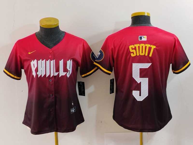 Womens Philadelphia Phillies #5 Bryson Stott Red 2024 City Connect Limited Jersey